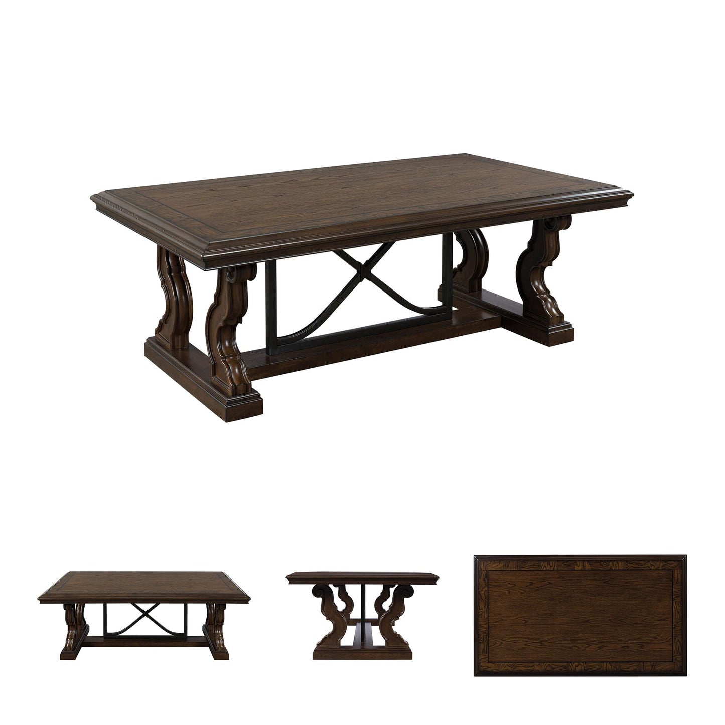 Signature Design by Ashley Maylee Classic Coffee Table with Trestle Base, Dark Brown