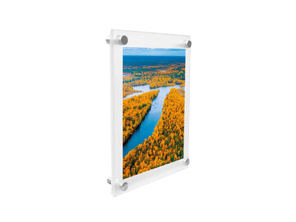 Missartist 6 x 8 Wall Mount Acrylic Picture Frame Double Panel Floating Frameless Acrylic Photo Frame Certificate Document Frame Display with Metal Standoffs (6 x 8)
