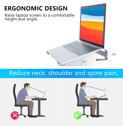 KYQEE Laptop Riser for Desk, Laptop Stand, Ergonomic Aluminum Computer Stand for Laptop, Ventilated Notebook Stand Compatible with MacBook Air Pro, Dell XPS, HP, More 11-17.3 Inches Work from Home