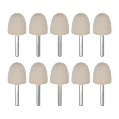 HARFINGTON 10pcs Wool Felt Mounted Mandrel Points 25mm Head 1/4 Inch Shank Conical Polishing Bits Burrs Felt Polishing Buffing Wheel for Rotary Tool