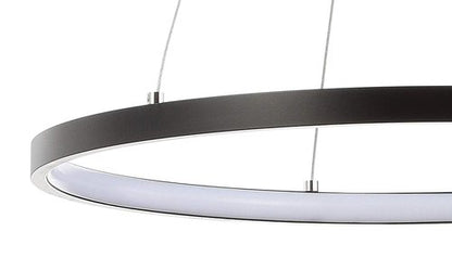 JONATHAN Y 15.75" Matte Black Modern Integrated LED Pendant Light, Dimmable Round Hoop Chandelier for Kitchen Island, Dining Room, Adjustable Height Metal Hanging Light JYL7202A