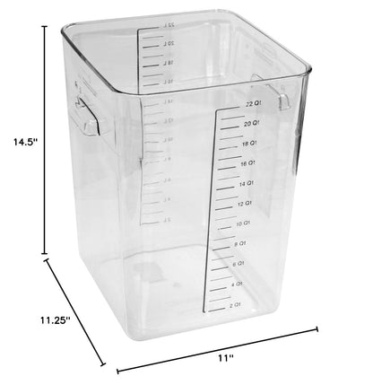 Rubbermaid Commercial Products Space Saving Square Food Storage Container, 22 Quart, Clear