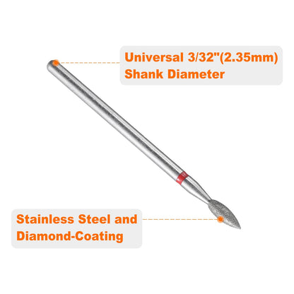 HARFINGTON 16pcs 200-230 Grits Diamond Grinding Bit 2.6mm Oval Head 2.35mm Shank 2.6mm Length Stone Sanding Drill Bits Rotary Tool for Ceramic Glass Nails Grinding Polishing