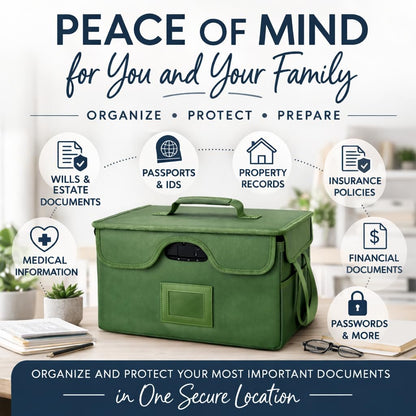 Icebox End of Life Organizer – Fire-Resistant Estate Planning & Emergency Document Storage Box – Lockable Home File Organizer for Important Documents (Green)