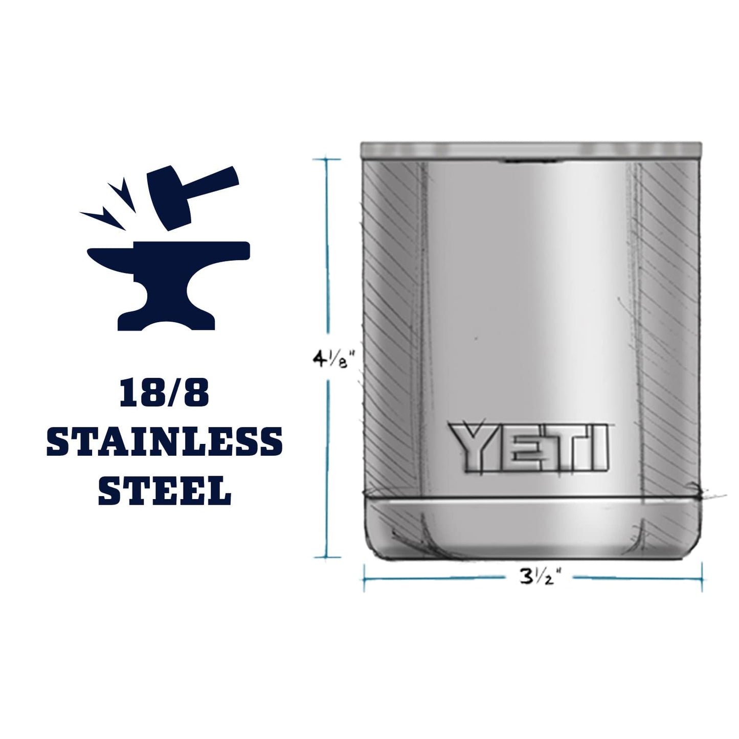 YETI Rambler 10 oz Lowball, Vacuum Insulated, Stainless Steel with MagSlider Lid, Stainless