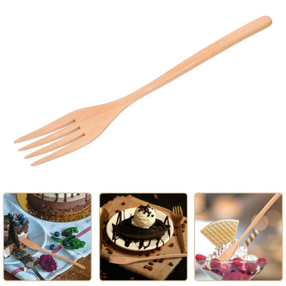 ROMISBABA Wooden Forks 22.5cm Wooden Cutlery for Eating Reusable Tasting Fork for Salad, Spaghetti, Grill, Fruit,Noodles Cooking Serving Utensil