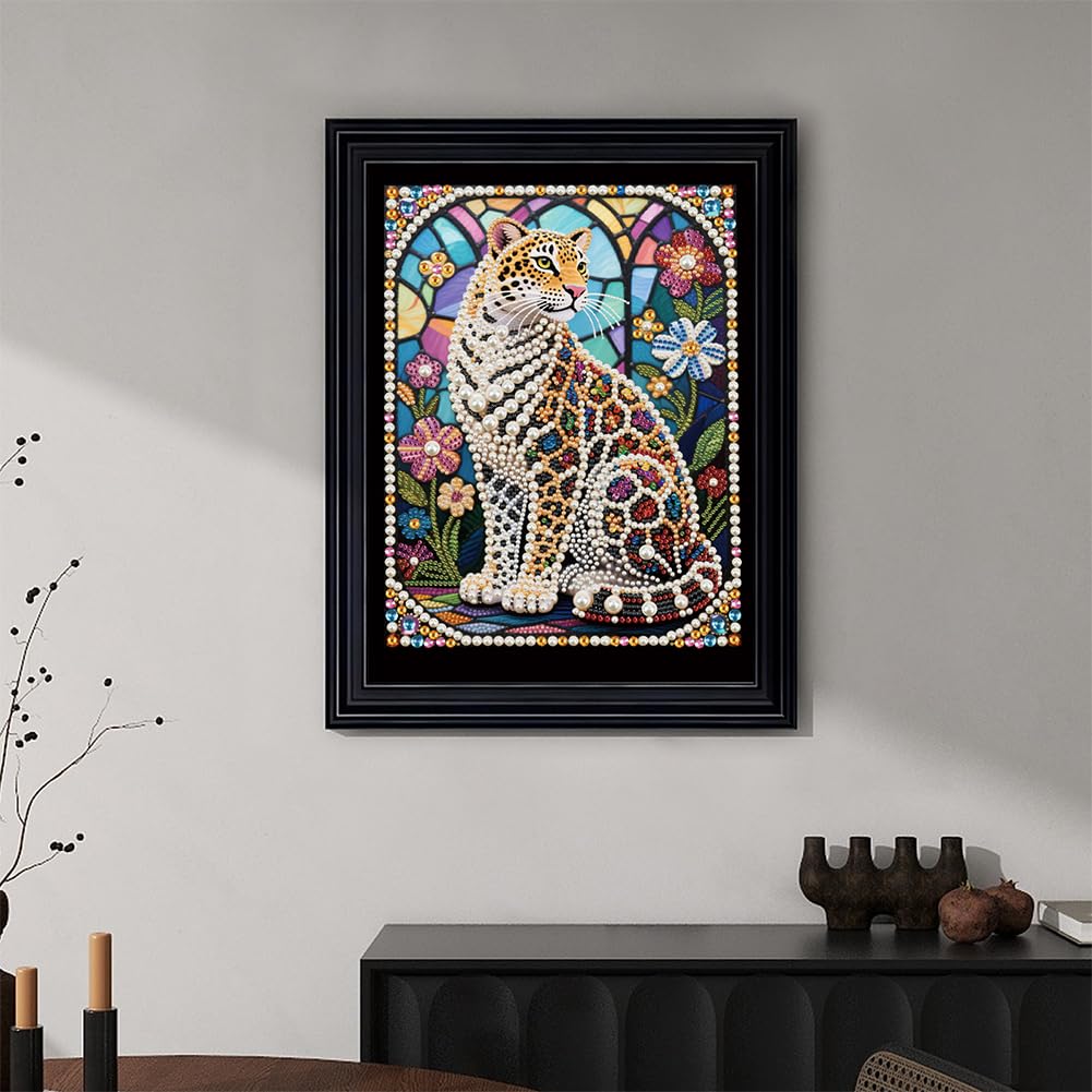 Kulvci Tiger DIY 5D Pearl Painting Kit, Diamond Painting Kit for Adults Beginner, Bead Art Kits All-Pearl Dot Painting for Wall Decor, Creative Stress Relief Gift Home Decor,12 × 16 inch