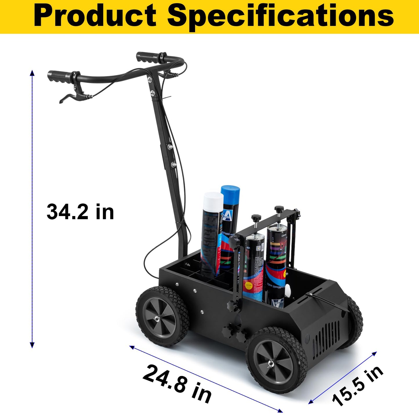 CXRCY Upgraded Double Line/Single Line Striping Line Marking Machine, Adjustable Height(5.1" to 11.6") and Width Parking Lot Striping Machine-Black