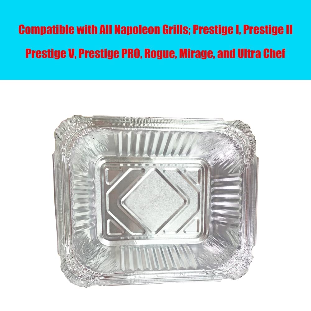 DONSIQIZZ 30 Pack Drip Pans Compatible with Napoleon BBQ Grills 62007 Grease Tray Disposable, for Napoleon Rogue Series Grill, Aluminum Foil Replacement