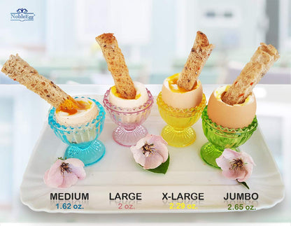 NobleEgg Antique Style Egg Cups for Soft Boiled Eggs | Set of 4 | Egg Timer Pro | 18/8 Egg Spoons | Egg Topper | Premium Gift/Storage Box
