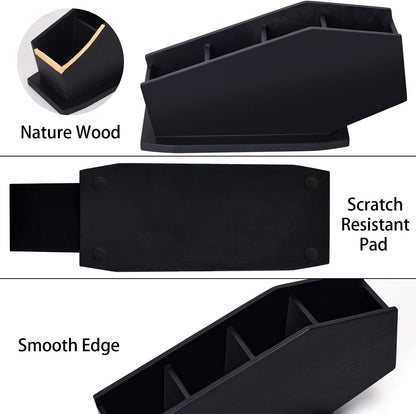 Coffin Brush Holder - Gothic Desk Organizer, Wooden Coffin Pen Holder for Bathroom, Living Room, Bedroom Decor (Black)