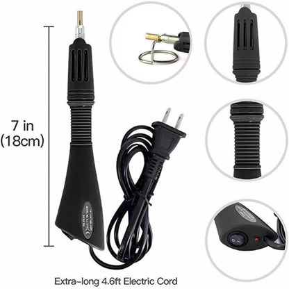 Hotfix Rhinestone Applicator, 7 in 1 Professional Iron-on DIY Hot Fix Tool Rhinestone Setter Applicator Wand Crystal Gem Tool Kit with 7 Different Sizes Tips, Support Stand (Black)