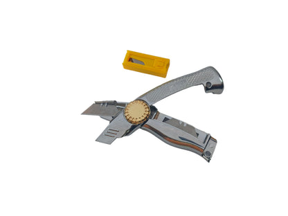 Zeluga 19-524 Fixed Blade Utility Knife with Die Cast Aluminium Housing, Quick Blade Change, 10 Blades Included