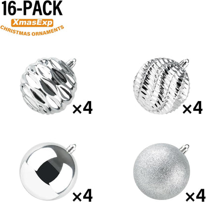 XmasExp 16ct Christmas Balls Ornaments - Shatterproof Large Hanging Balls for Holiday Wedding Party Tree Decoration