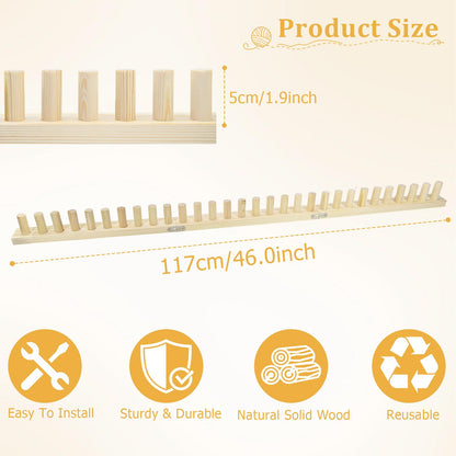 ZMJY 46" Adjustable Chunky Yarn Loom Kit for DIY Blankets | Beginner-Friendly Hand Knitting Loom with Modular Wooden Frame | No Needles Required for Family Craft, Home Decor & Stress Relief