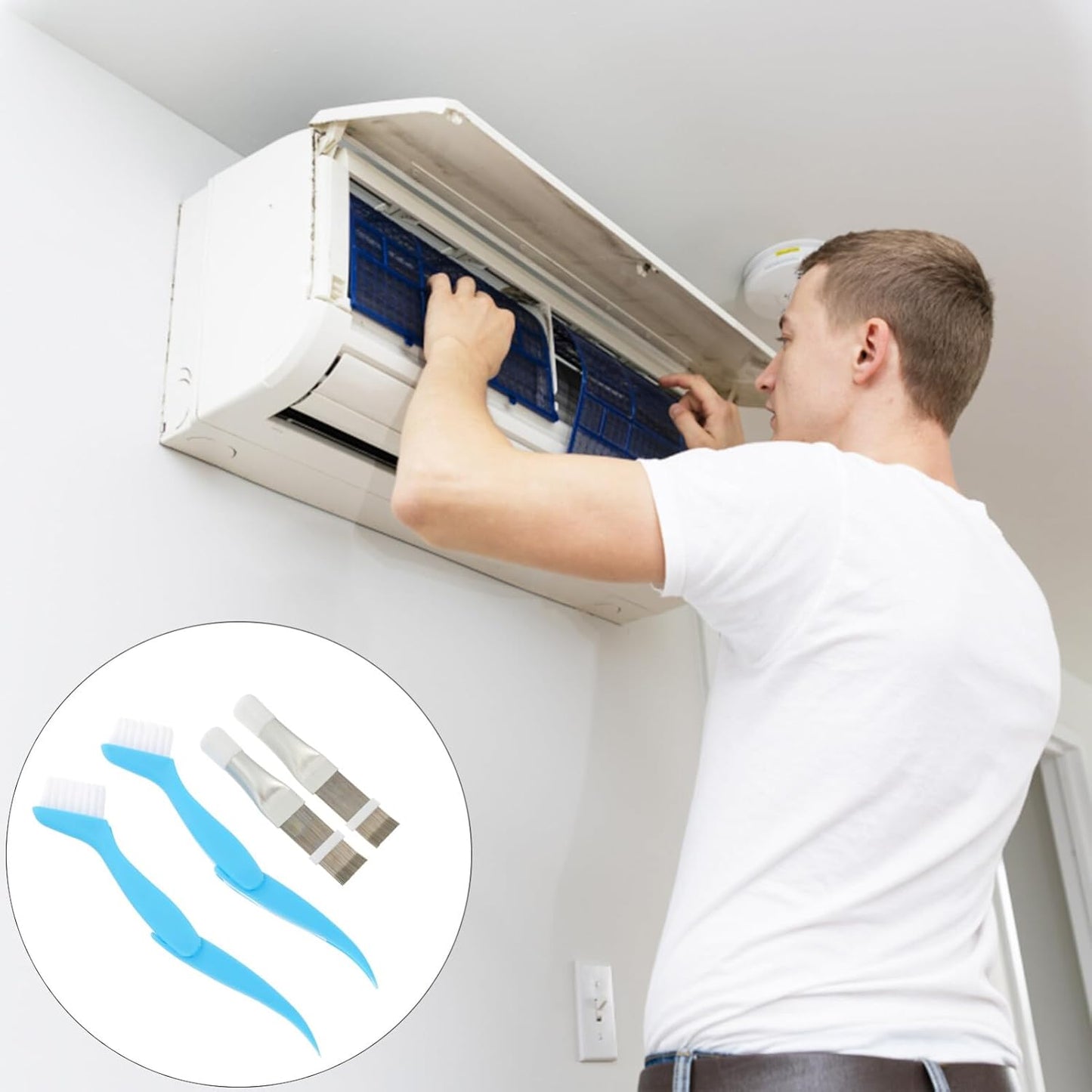 PRETYZOOM 4pcs Air Conditioner Fin Cleaning Set: AC Fin Comb and Condenser Fin Straightener Cleaner