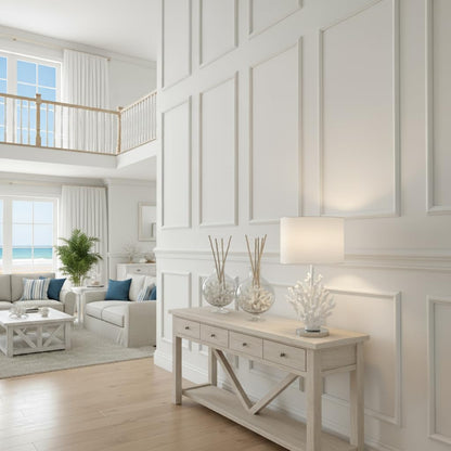 94 1/2"L (Adjustable 108"H to 132"H) Ashford Square Panel Stacked Wall Wainscot Paneling Kit