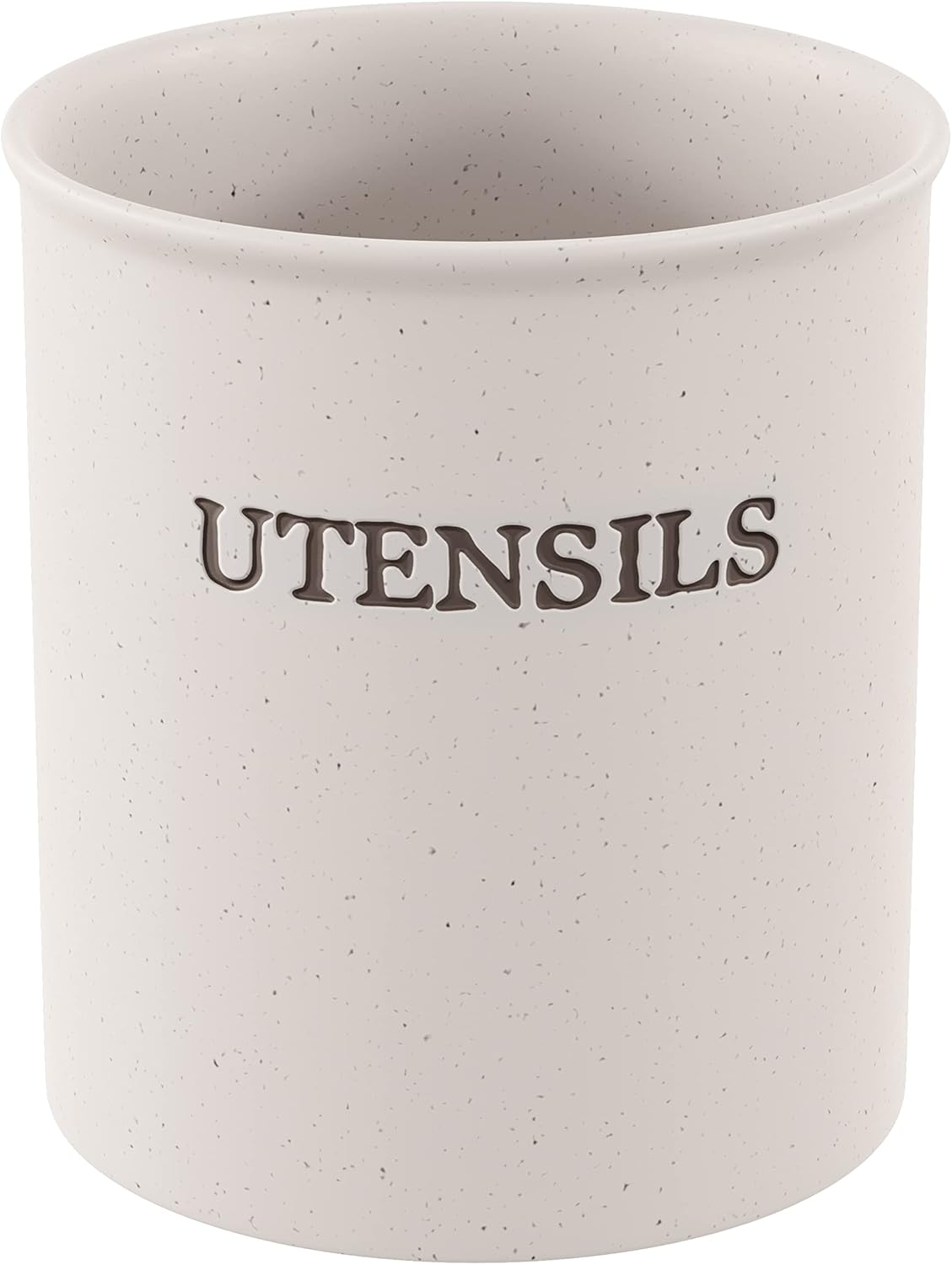 KooK Large Utensil Crock, Ceramic Holder for Kitchen Counter, Heavy & Stable Caddy, Farmhouse Decor, Cream, 6”