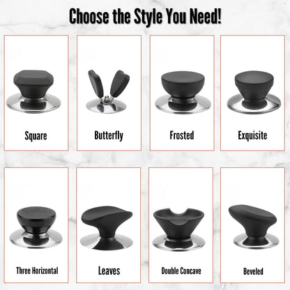MroMax Universal Pot Lid Cover Knob Handle, Replacement Knob for Kitchen Cookware, Black