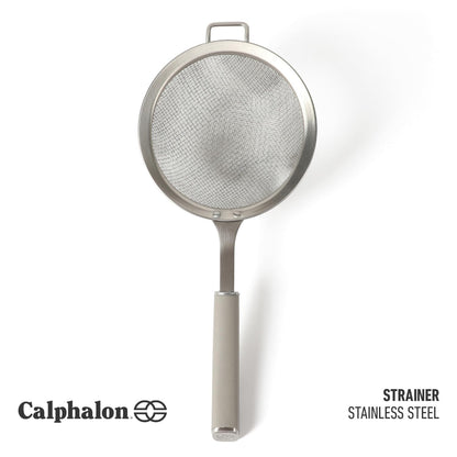 Calphalon Edge Stainless Steel Strainer w/Thermoplastic Rubber Handle - Taupe