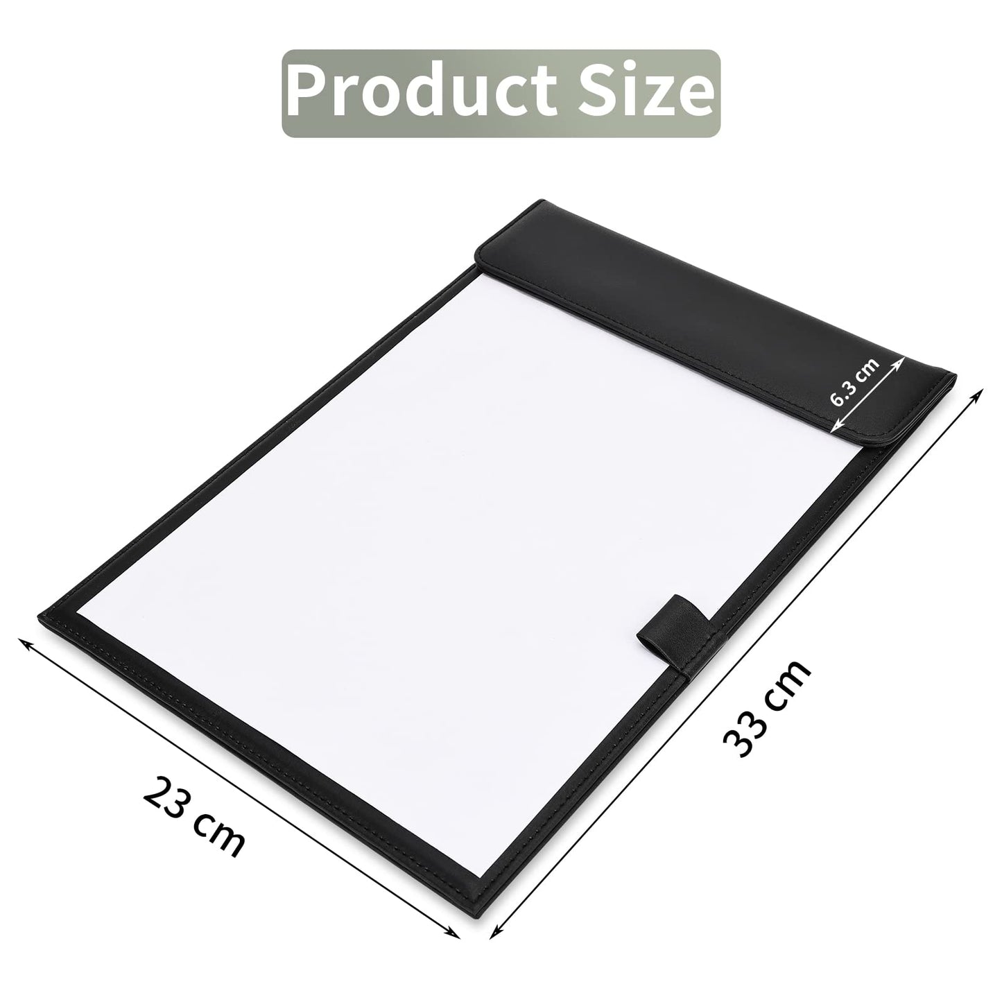 Leather Clipboard, Black Clipboards with Pen Holder, A4 Letter Size Clip Board for Nurses, Smooth Writing Clipboard for Classroom, Low Magnetic Profile Clip Boards for Kids Drawing Office 9" x 12.5"