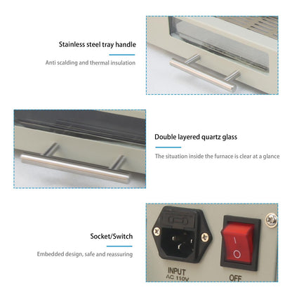 T962 Reflow Oven,110v 800w Reflow Soldering Station, Intelligent Infrared IC Heater,Welding area 7.08×9.25in for Pcb Chip Aluminum Substrate Lamp Bead