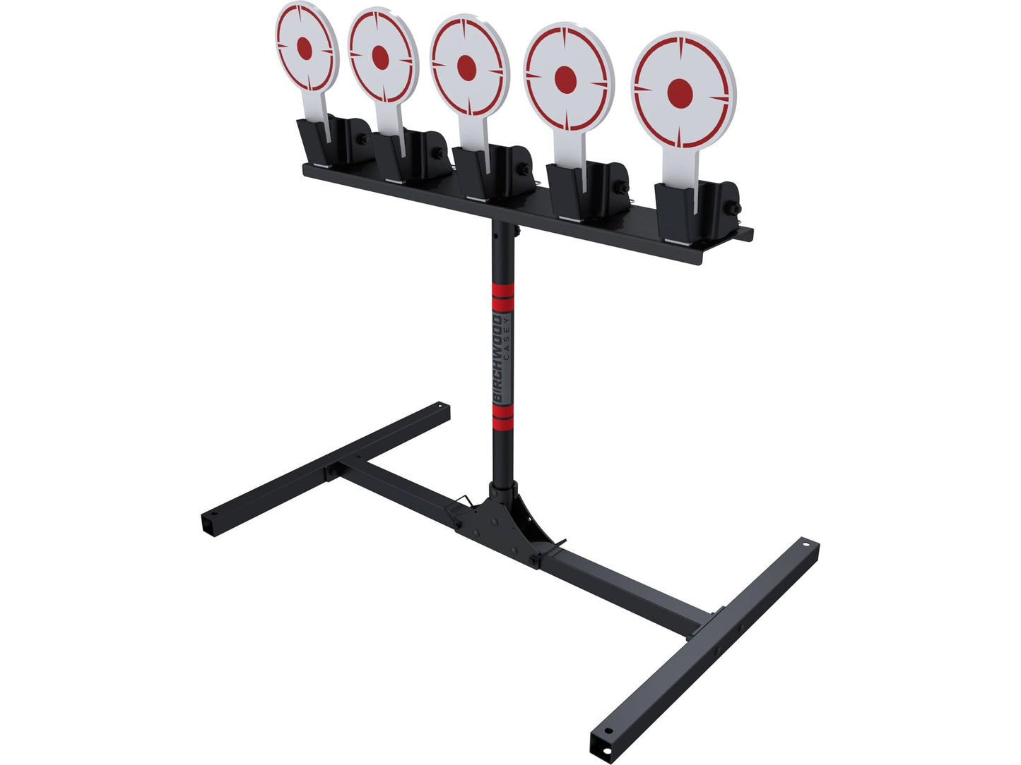 Birchwood Casey 5 Spring Loaded Self-Resetting 6" Diameter Targets with Plate Rack & Folding Target Stand - Durable Long-Lasting Metal Standing Target for Shooting
