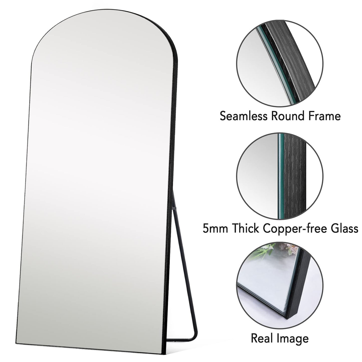 PexFix Full Length Mirror, 71''x31''Black Arched Mirror Large Floor Mirror Standing Leaning Hanging [71''x32''-Black]