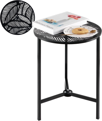 1-Pack 13-Inch Party Zealot Small Round Metal Side Tables, Black Outdoor End Tables for Patio, Balcony, Porch or Garden