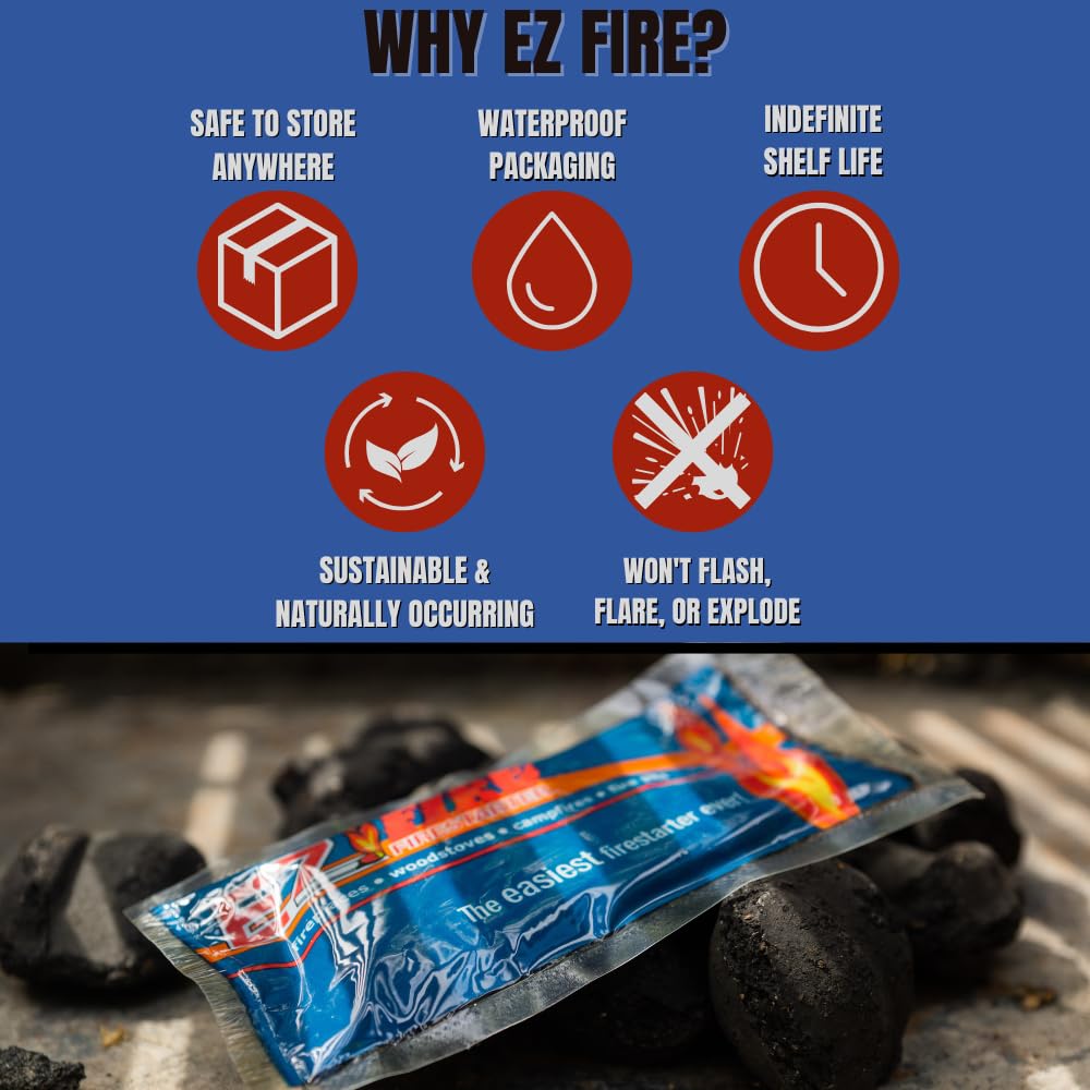 Naturally Occurring, Reliable, All Purpose, Easy-to-Use Fire Starter for Wood Stoves, Fireplaces, Campfires, and Bonfire – Waterproof, Windproof, Safe, Clean, Odorless | 50 Pack
