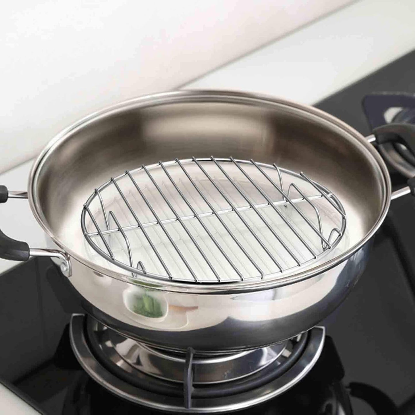 TeamFar Round Cooling Rack Set of 4 - 7½ Inch Stainless Steel Baking Steaming Roasting Rack Set for Pot Air Fryer