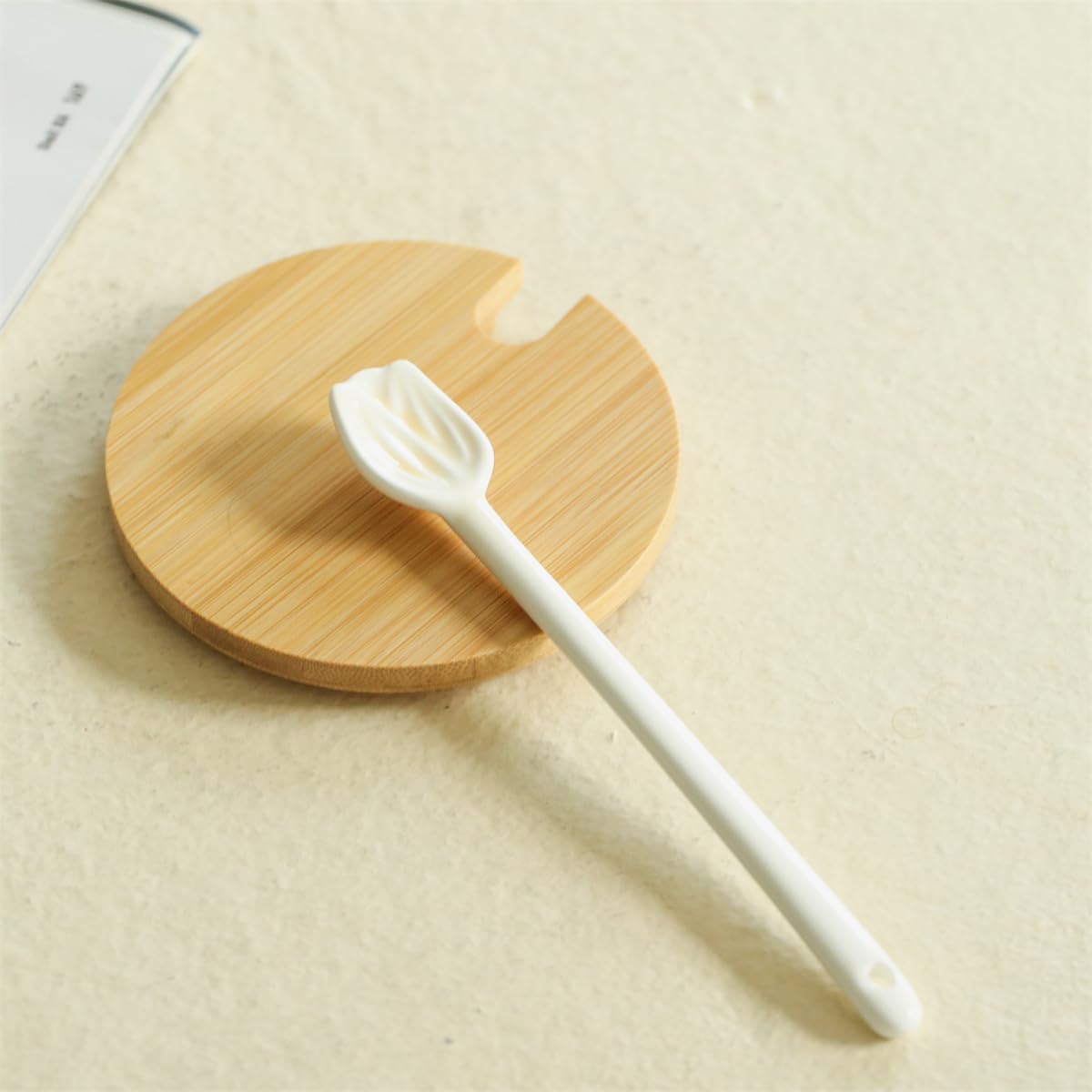 TREEWOO GOOD MORNING Clear Mug For Coffee Dessert Milk Tea Yogurt, Set of 2, Round Glass Cup Handgrip Drinkware With Bamboo Lid Tulip Ceramic Spoon (2 Black Letters Cup)