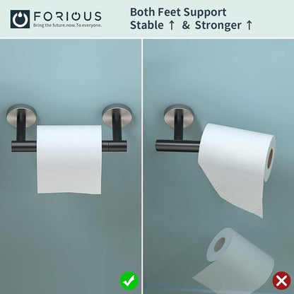 FORIOUS Toilet Paper Holder - Rustproof Stainless Steel Double Post Design | Matte Black Finish