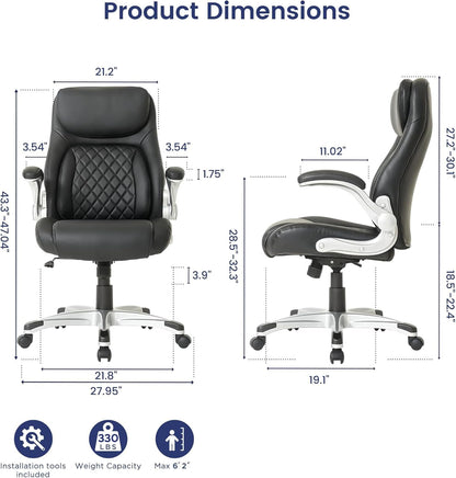 Nouhaus Ergonomic Office Chair Premium Microfiber Leather Adjustable Lumbar Support & Armrests, High Back Comfy Desk Gaming Chairs Executive Computer Swivel Chair Tilt Function(Posture,Black)