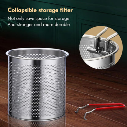 304 Stainless Steel Deep Fryer Pot with Basket, Stove Top Deep Fryer with Easy Grip Handle, Large Capacity Multifunctional Oil Strainer Pot For Frying Fish Shrimp Fries Chicken(Silver)
