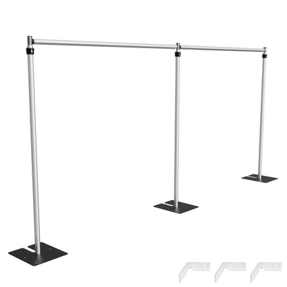 Metal Backdrop Stand, Aluminum Alloy Backdrop Stand Kit with 3 Bonus Connectors, Adjustable 10x10ft to 10x20ft Pipe and Drape Stand for Wedding, Parties, Photography & Trade Shows