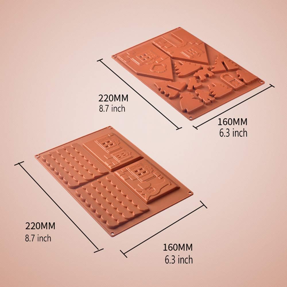 Gingerbread House Mold Kit - Christmas Chocolate Silicone Mold - 3D Cookie Mold for DIY 3D Max Biscuit Tool