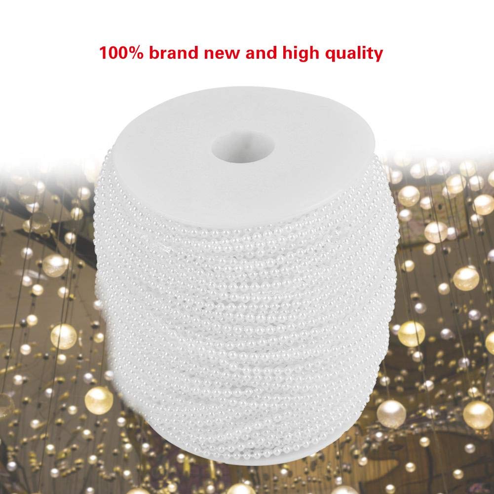 Faux Pearl Bead Garland Spool Rope,100m/roll Imitation Pearl Wire Beads Garland String Wedding Party Decoration 2.5mm(White)