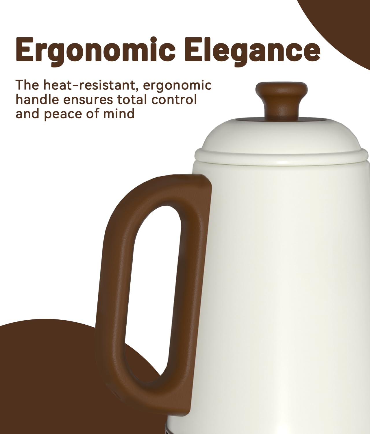 ELTRIKO Gooseneck Electric Kettle, 1L Water Boiler, Pour Over Coffee & Tea, 1000W Fast Heating, Stainless Steel, Auto Shut-Off & Boil-Dry Protection, BPA-Free (White)