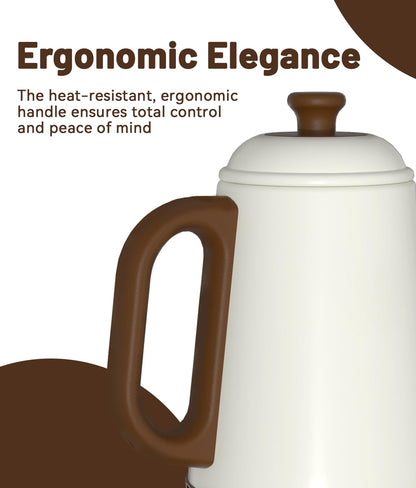 ELTRIKO Gooseneck Electric Kettle, 1L Water Boiler, Pour Over Coffee & Tea, 1000W Fast Heating, Stainless Steel, Auto Shut-Off & Boil-Dry Protection, BPA-Free (White)