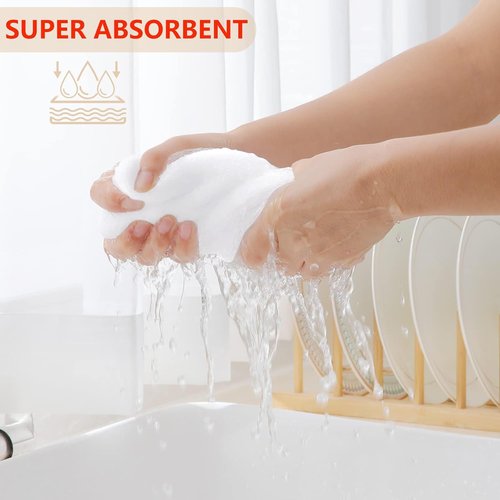 Homaxy 100% Cotton Dish Cloths - Ultra Soft, Absorbent & Quick Drying | 12x12 Inches, 24-Pack, White