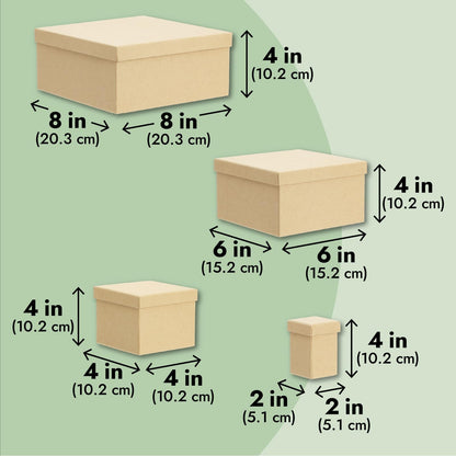 Bright Creations Nesting Boxes - 6-Pack Brown Squares With Lids, 12 x 12 to 2 x 2 In, 4 in H - Paper Mache & Square Boxes
