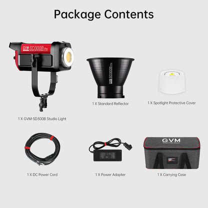 GVM Photography Lighting 300W Bi-Color Studio Lights with 45°Standard Reflector 65700Lux@1m CCT 2700~6800K 12Lighting Scenes App Control LED Video Light