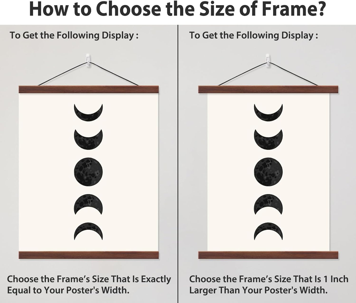 16x20 16x24 16x22 Magnetic Poster Hanger Frame for Movie Music Posters Wall Art, Walnut Wood Picture Frames for Large