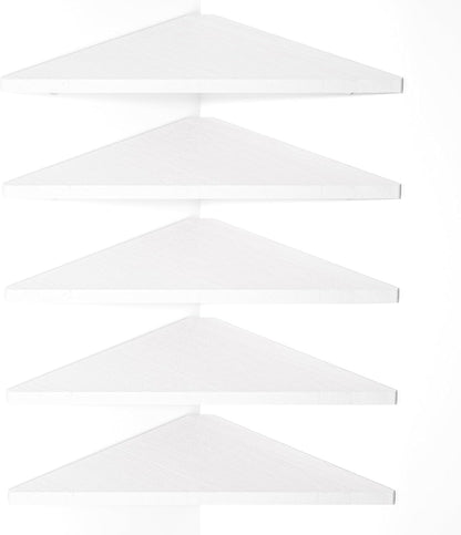 Set 5,Floating Love-KANKEI Corner Shelf Wall Mounted of Shelves for Storage,Rustic Wood Hanging Wall Shelves