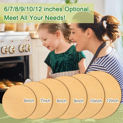 BYKITCHEN 12 Inch Parchment Paper Rounds, Set of 200, Non Stick for Baking, Round Pizza