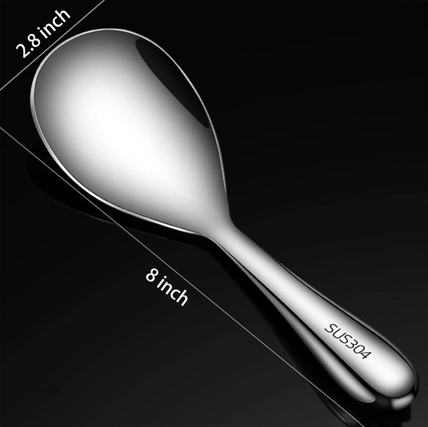 Comicfs Rice Paddle Spoon 304 Stainless Steel Thickened Rice Spoon Rice Spatula Non Stick Rice Scooper for Rice Mashed Potato Salads, Apply for Kitchen Home Restaurant Hotel Serving (1Pc, Bright)