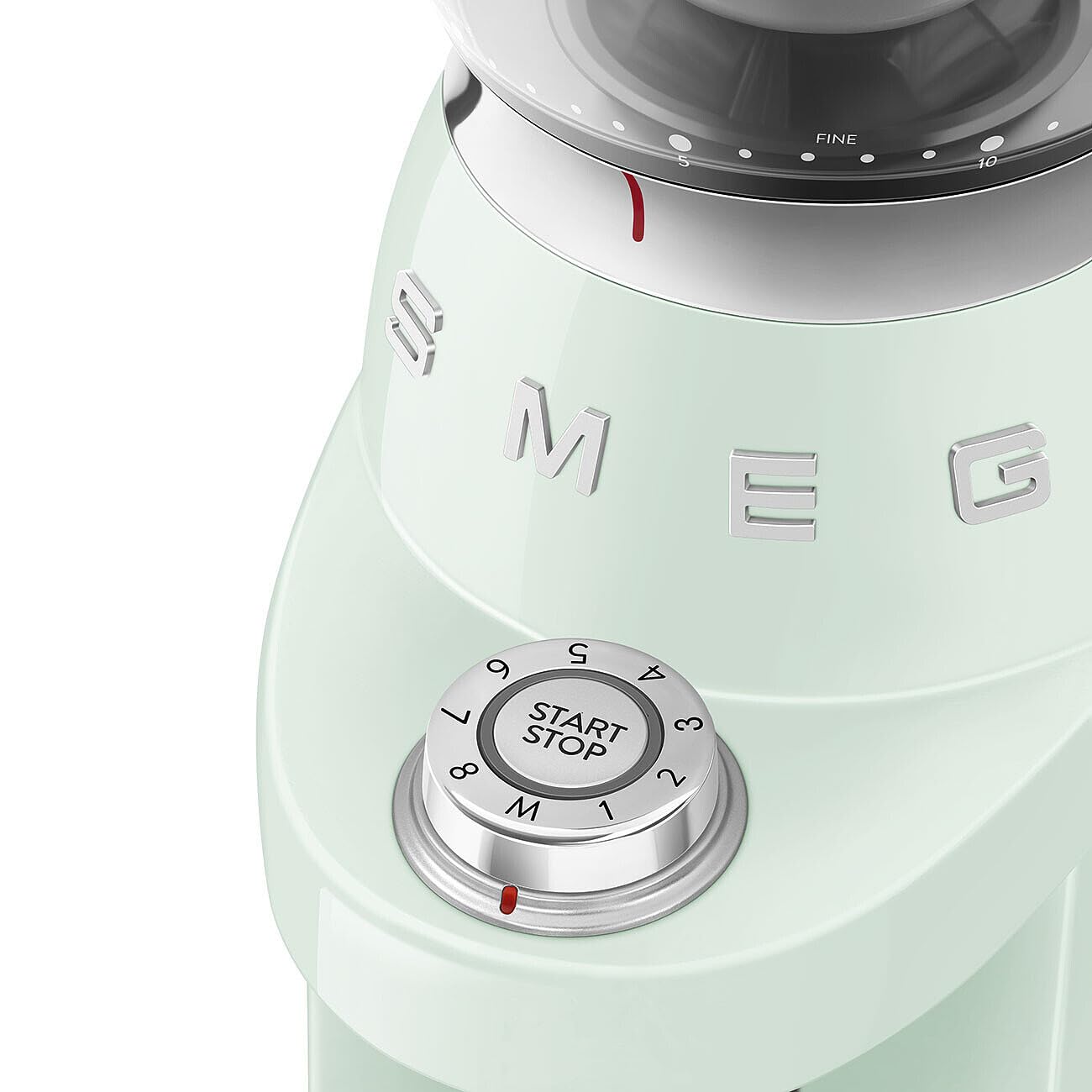 SMEG CGF03 Burr Coffee Grinder, Electric Conical Burr Grinder with 15 Grind Settings, 8 Presets, 240g Bean Hopper, Espresso, Moka & Drip Coffee Grinder, 50’s Retro Style (Pastel Green)