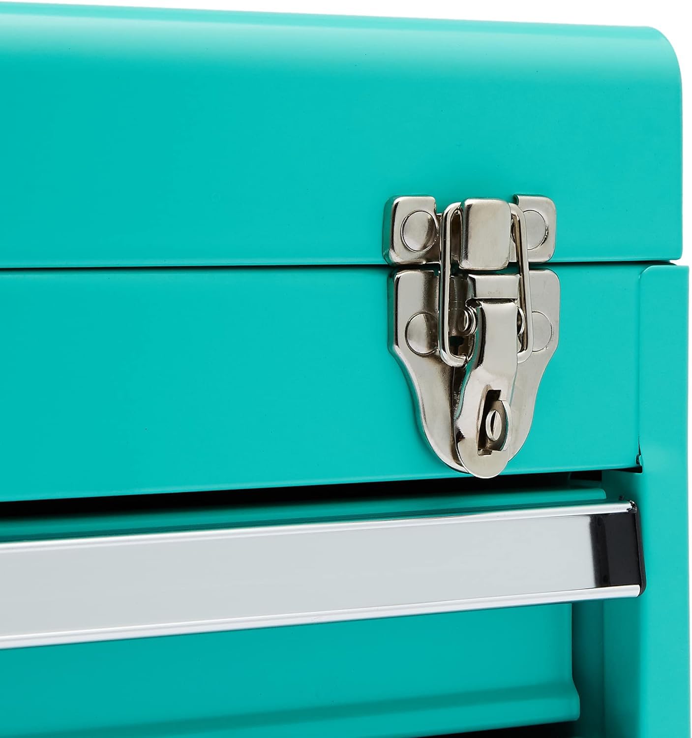 Amazon Basics Metal Tool Box with Drawers, Storage and Organization Tool Chest, Powder Coat Finish, 18.1 x 8.7 x 9.5 in, Turquoise
