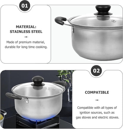 Soup Pan Stainless Steel Stockpot with Lid, Nonstick Cooking Pot, Pasta Pot, Saucepot Cookware